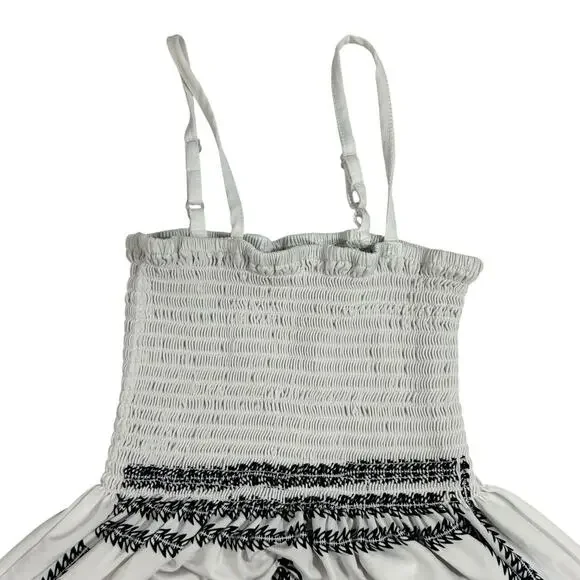 Cristina Love White Smocked Sundress Black Bandana Paisley Mandala Print Medium - Picture 3 of 7